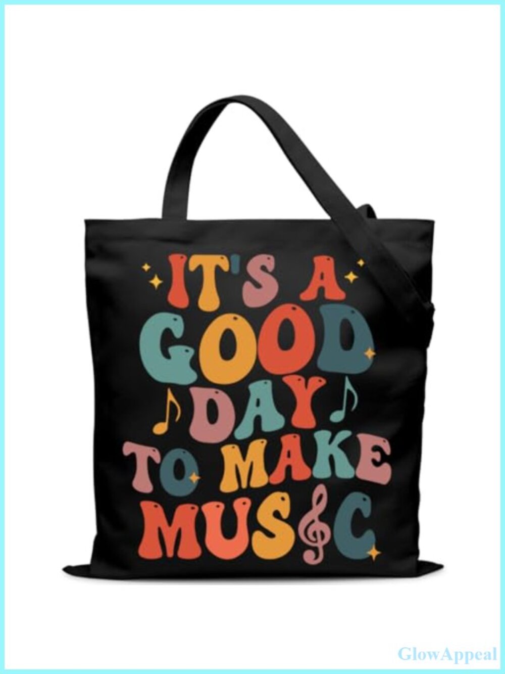 Music Notes Canvas Tote Bag Lightweight Cotton Teacher Gift